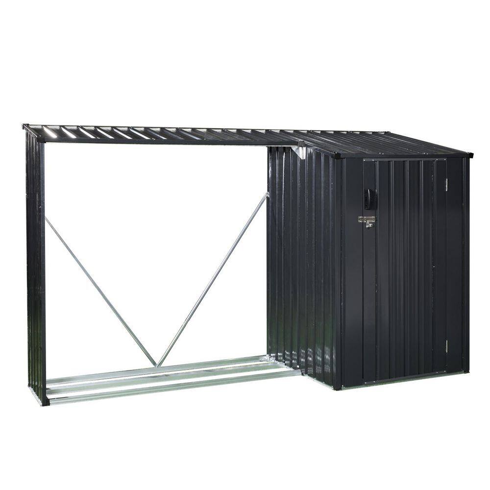 3 ft. W x 8.5 ft. D Metal Firewood Rack and Storage Shed with Single Door (25.5 sq. ft. ) In Black, Two-In-One price history on PriceWatchPro