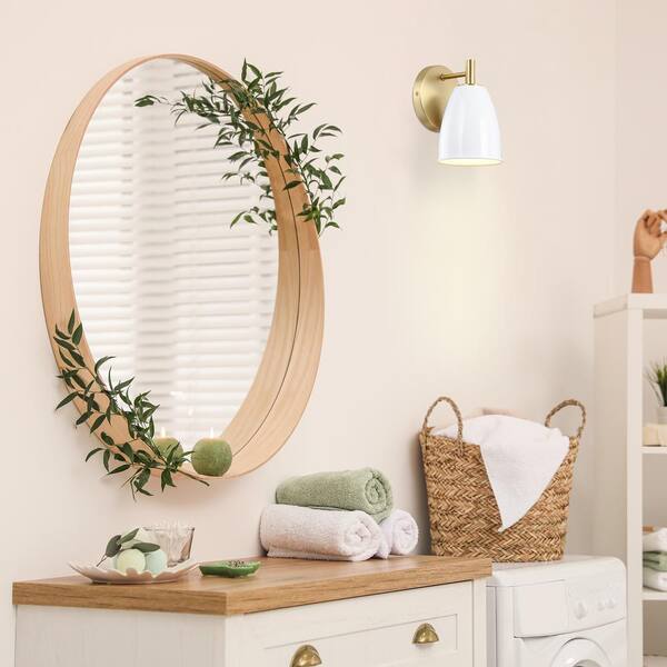 Designers Fountain - Biba 5.25 in. 1-Light Brushed Gold Modern Wall Sconce with Ice Mist Metal Shade