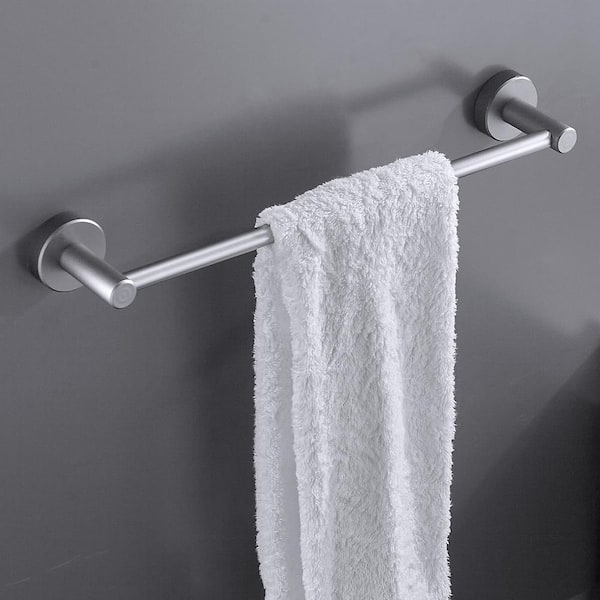 Rebirth Self Adhesive Towel Bar No Drilling Matte Stainless Steel Towel Rack  One Arm Wall Mounted Towel Rack For Toilet Bathroom Kitchensilver