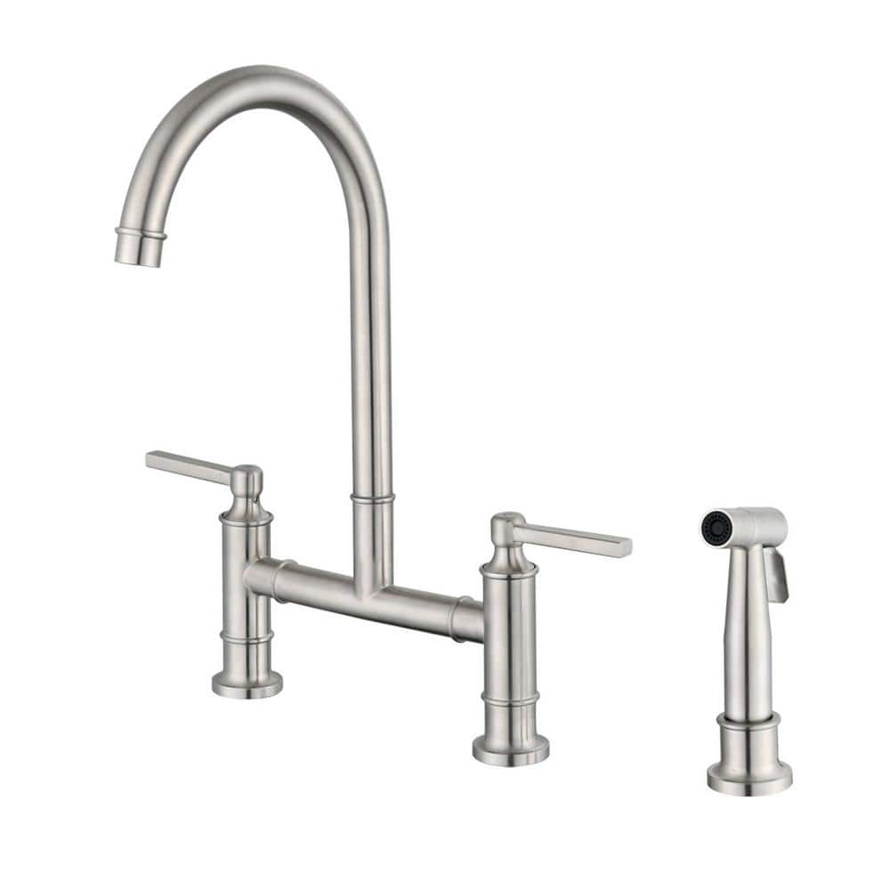 Reviews for GIVING TREE Swan Double Handle Bridge Kitchen Faucet 360 ...