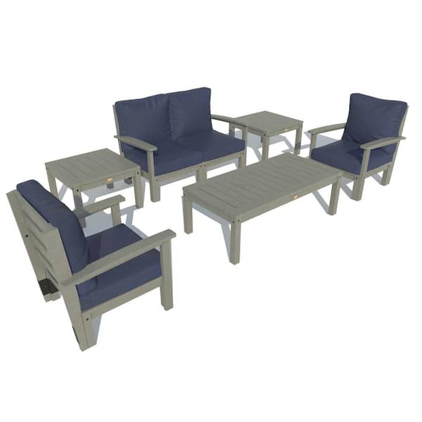 Highwood 6-Piece Plastic Outdoor Loveseat, Set of Chairs, Conversation Bespoke Deep Seating and 2 Side Tables with Cushions