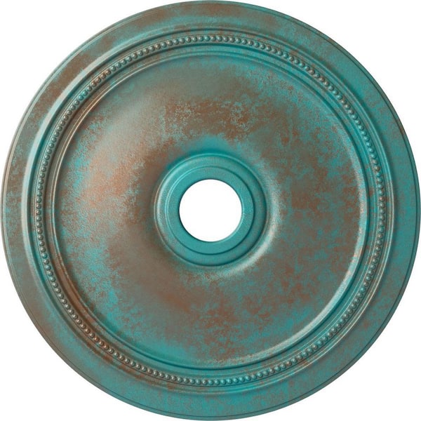 Ekena Millwork 1-1/4 in. x 24 in. x 24 in. Polyurethane Diane Ceiling Medallion, Copper Green Patina
