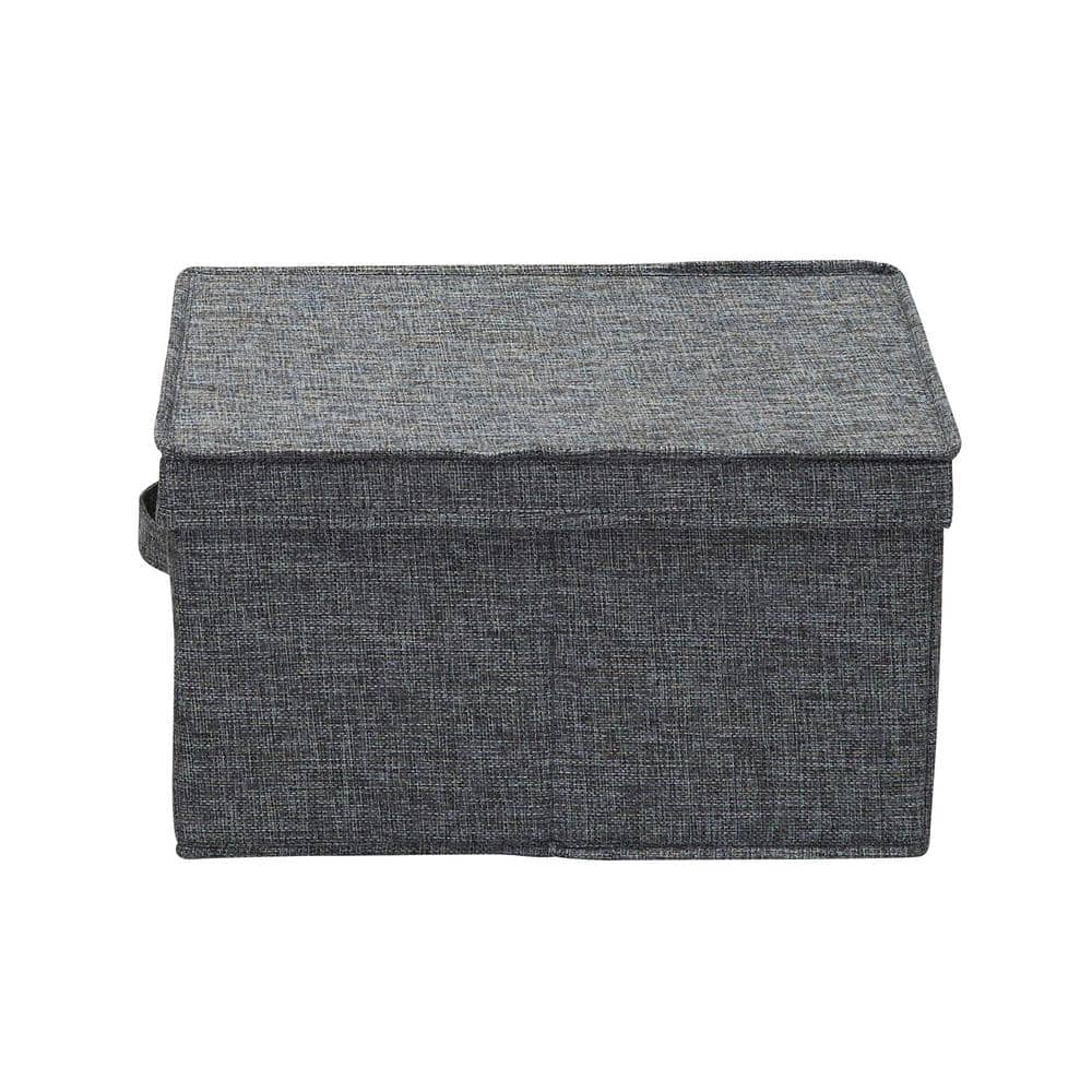 Graphite Large Fabric Storage Bins with Lids, Set of 2