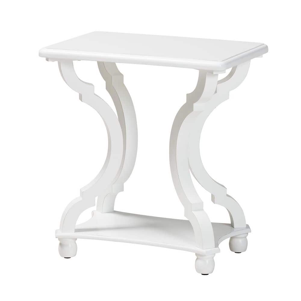 Baxton Studio Cianna 22 in. White Rectangle Wood End Table 222