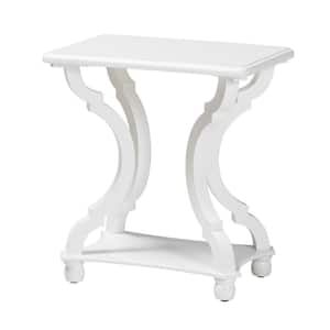 Cianna 22 in. White Rectangle Wood End Table