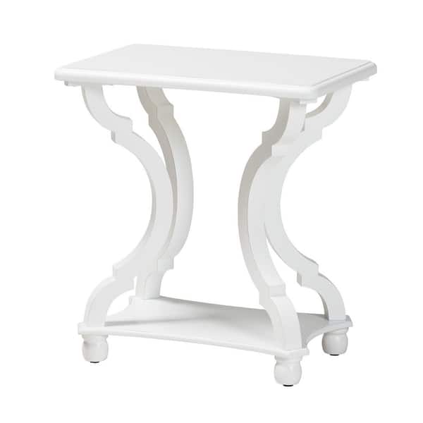 Baxton Studio Cianna 22 in. White Rectangle Wood End Table