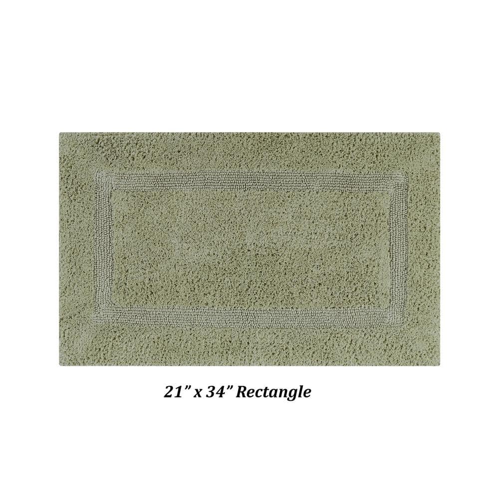 Luxurious Sage Cotton Tufted Reversible Bath Rug Set