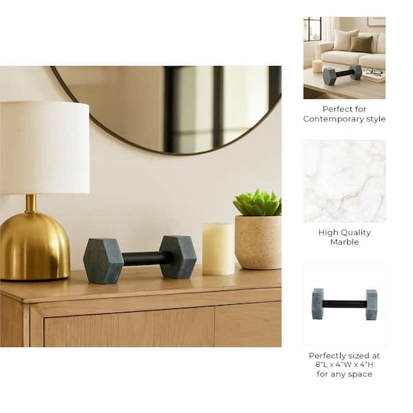 Liv & Skye Green 8 in. x 4 in. Marble Dumbbell Geometric Sculpture