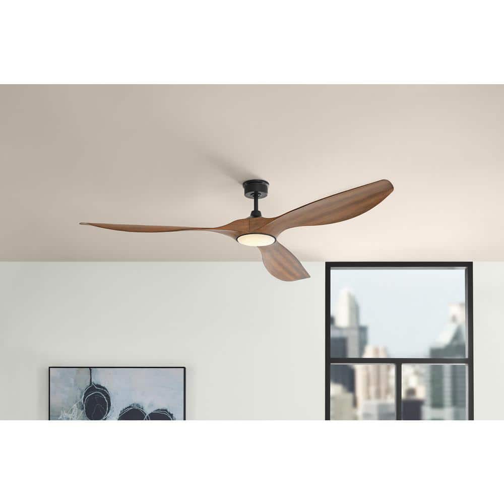 Home Decorators Collection Marlon 84 in. Integrated LED Indoor Natural Iron Ceiling Fan with Brazilian Walnut Blades and Remote Control