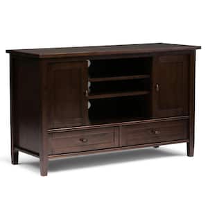 Warm Shaker Solid Wood 47 in. Wide 2- Drawer Transitional TV Media Stand in Tobacco Brown for TVs up to 50 in.