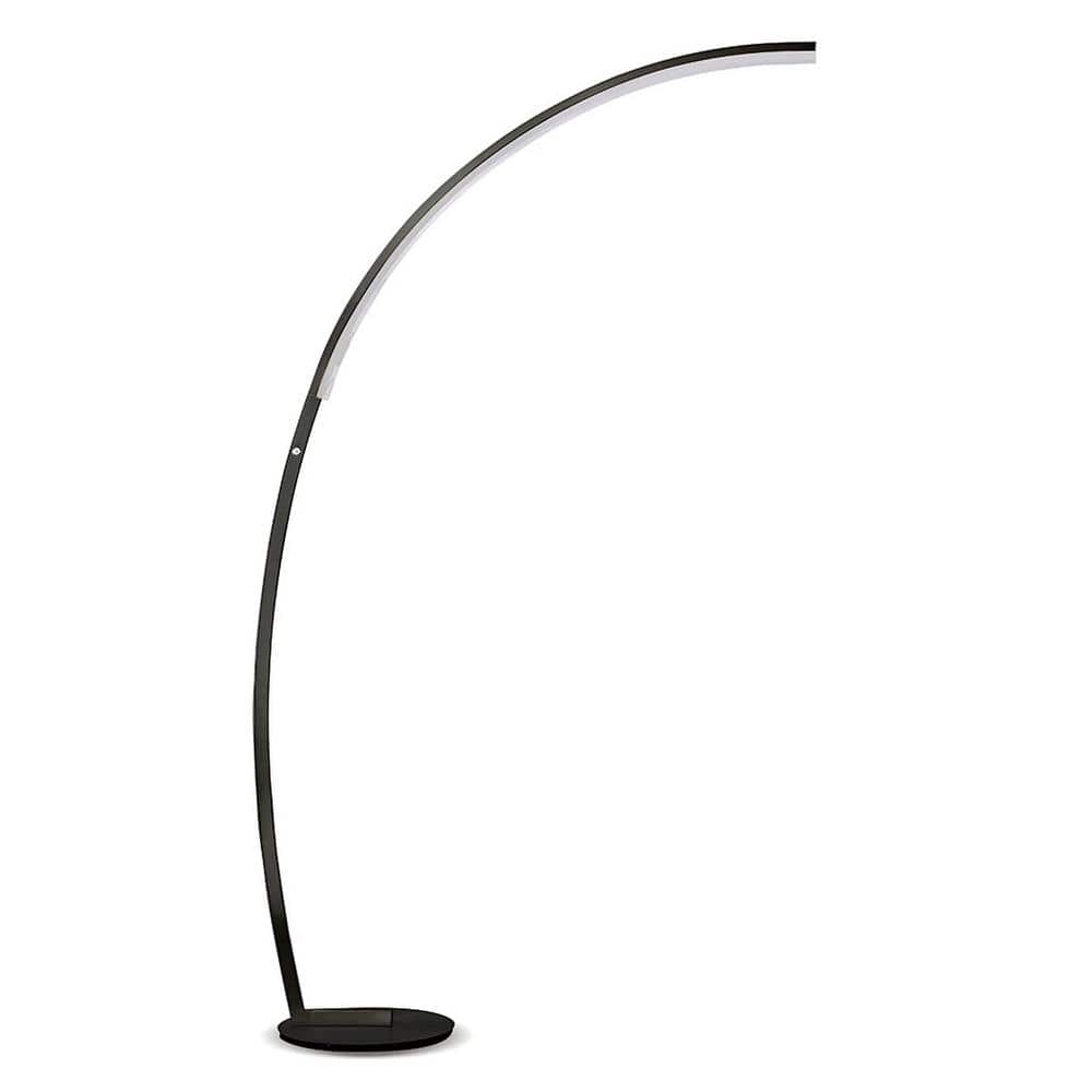 HOMEGLAM Launch Chrome Dimmable LED Arc Floor Lamp, - Black HG7079-BK - The Home Depot