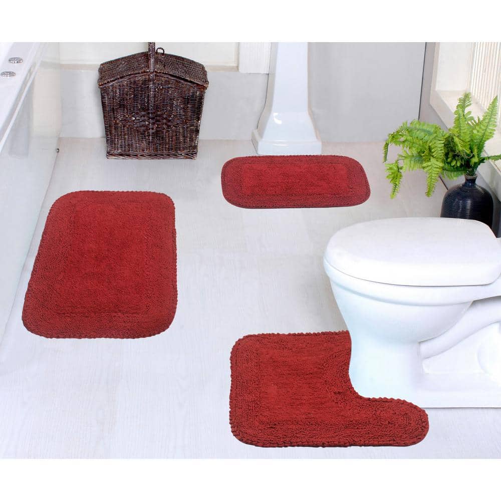 Jen Reed Bathroom Area Rug HOME WEAVERS INC Radiant Collection 100% Cotton Bath Rugs Set, 3-Pcs ...