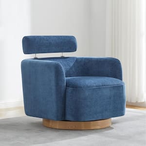 Uranus Blue Fabric Swivel Accent Chair with Adjustable Headrest