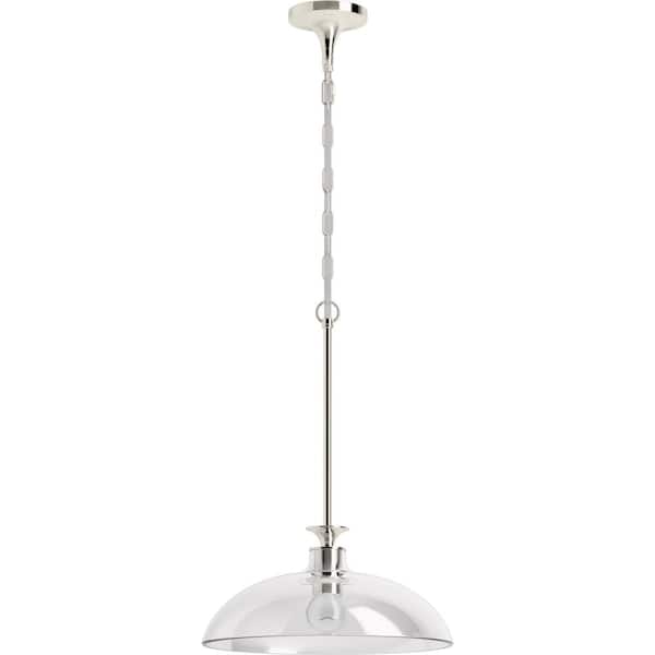 Tone 1 Light Pendant Lighting Fixture for Kitchen Island, Polished Nickel, 6' Adjustable Cord Length