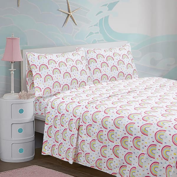 Harper Lane Rainbow Ray 4-piece Microfiber White Queen Sheet Set