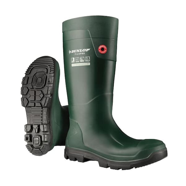 Unisex Purofort FieldPRO 15 in. Steel Toe Cap PVC Rubber Boots-Green/Black-Size 10