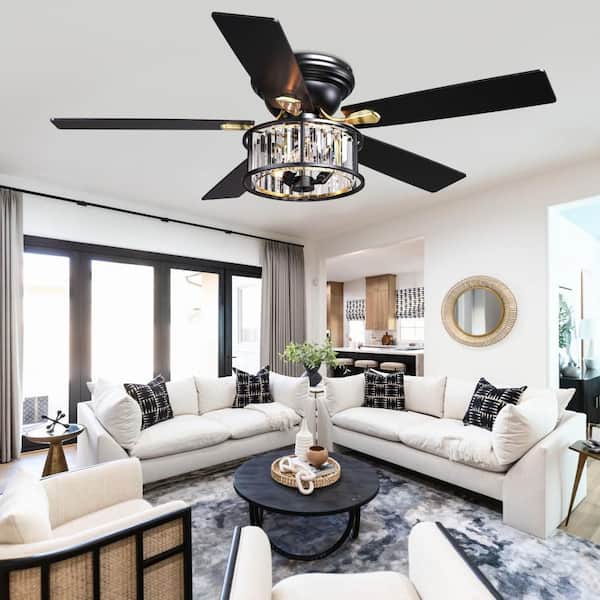 Oaks Aura Phila 52in. Indoor Standard Black Modern Glam Crystal