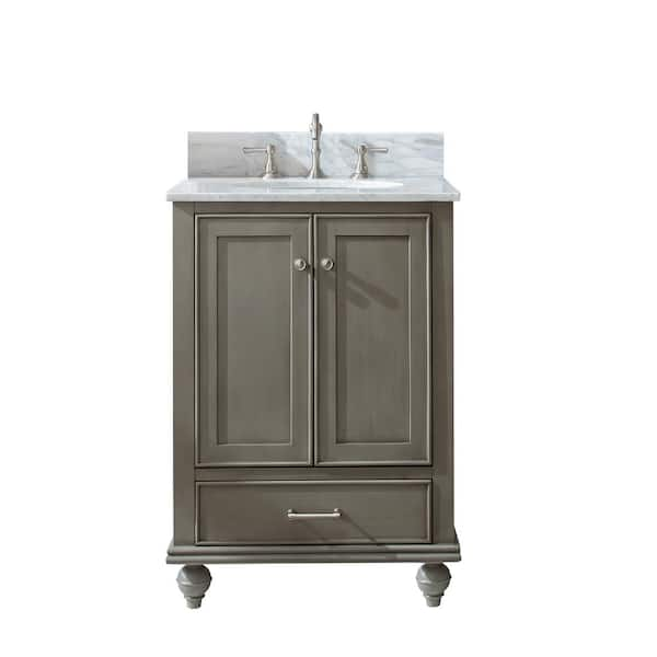 Melissa 24 in. W x 22 in. D Bath Vanity in Silver Gray with Carrara White Engineered Stone Vanity Top with White Sink