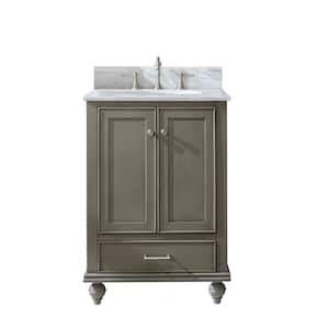 Melissa 24 in. W x 22 in. D Bath Vanity in Silver Gray with Marble Vanity Top in Carrara White with White Sink
