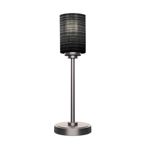 Unbranded Quincy 17.5 in. Graphite Accent Lamp with Black Matrix Glass Shade