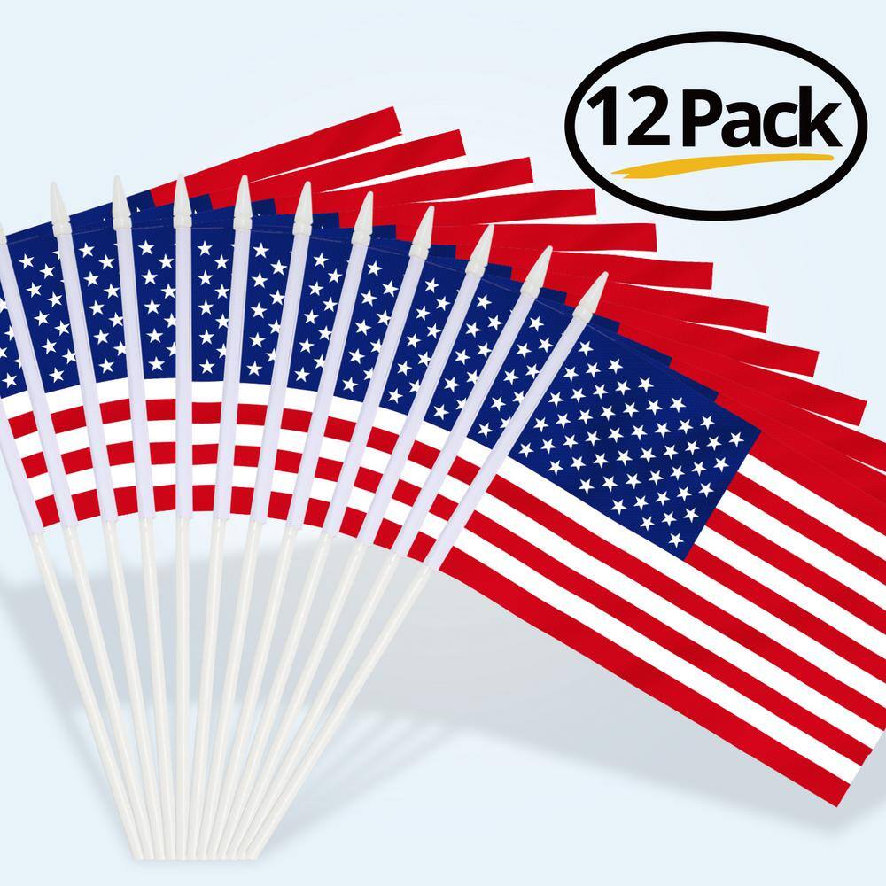 Patriotic Miniature Polyester American Flag Set with Plastic Poles
