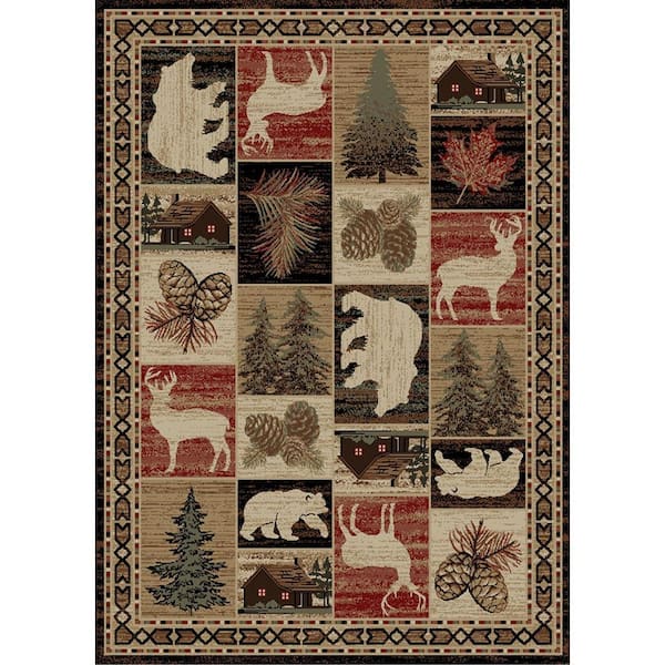 Hearthside Hillside Bluff Lodge Multi 8 ft. x 10 ft. Woven Animal Print Polypropylene Rectangle Area Rug