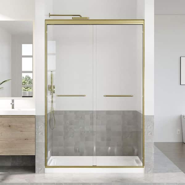 45-48 in. W x 72 in. H Sliding Framed Shower Door in Brushed Gold with 5/16 in. (8 mm) Tempered Clear Glass