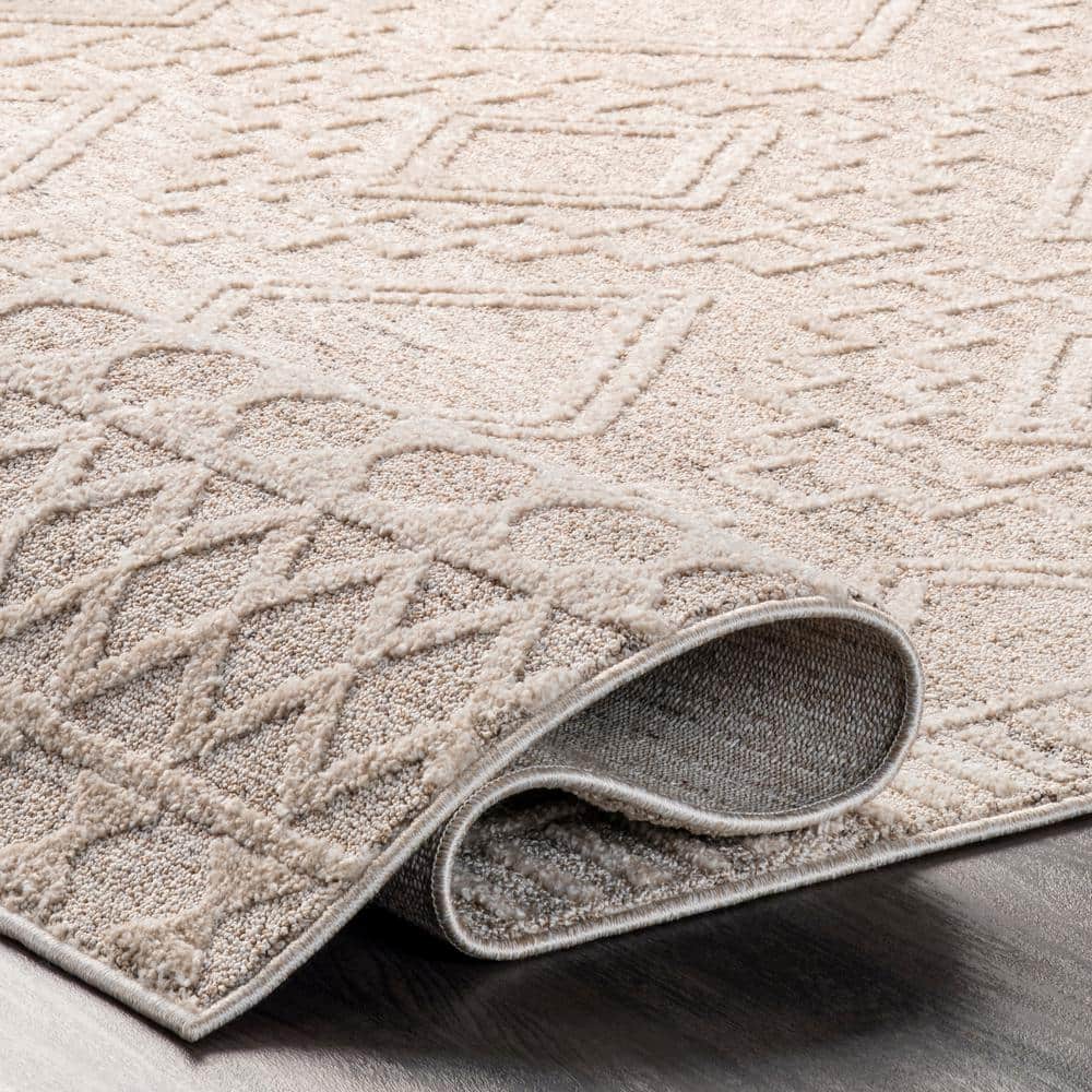 Cameron High Low Moroccan Textured 5'x8' Area Rug in Beige
