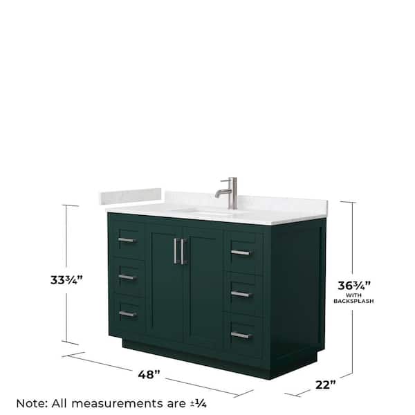 Miranda 48 in. W x 22 in. D x 33.75 in. H Single Bath Vanity in Green with Carrara Cultured Marble Top