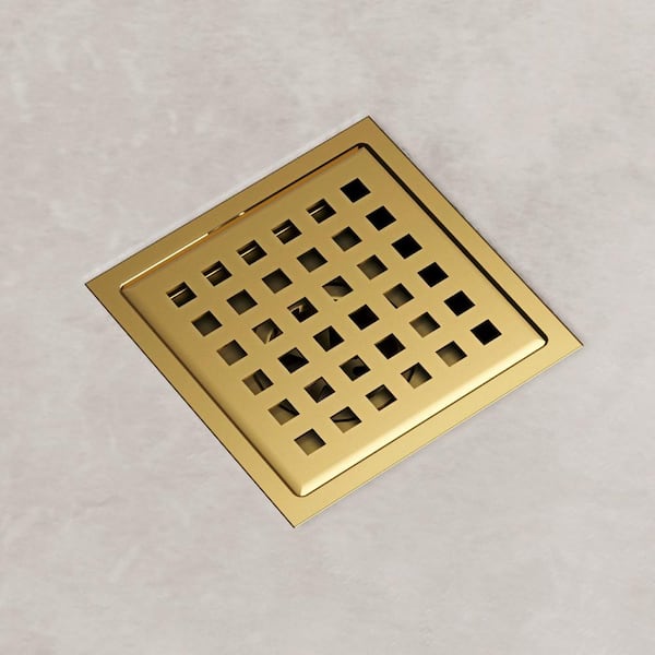 VIGO Elan Square Shower Drain in Matte Brushed Gold