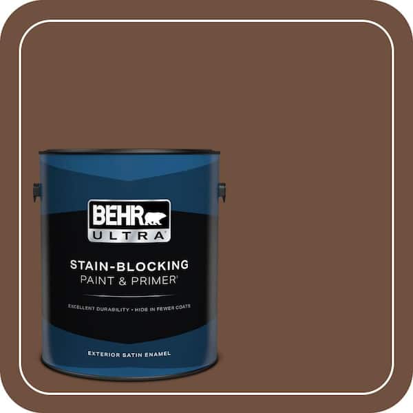 BEHR ULTRA 1 gal. #ICC-81 Traditional Leather Satin Enamel Exterior Paint & Primer