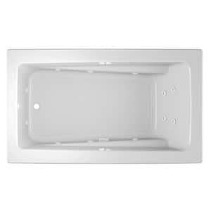 Primo 72 in. x 42 in. Rectangular Whirlpool Bathtub with Left Drain in White
