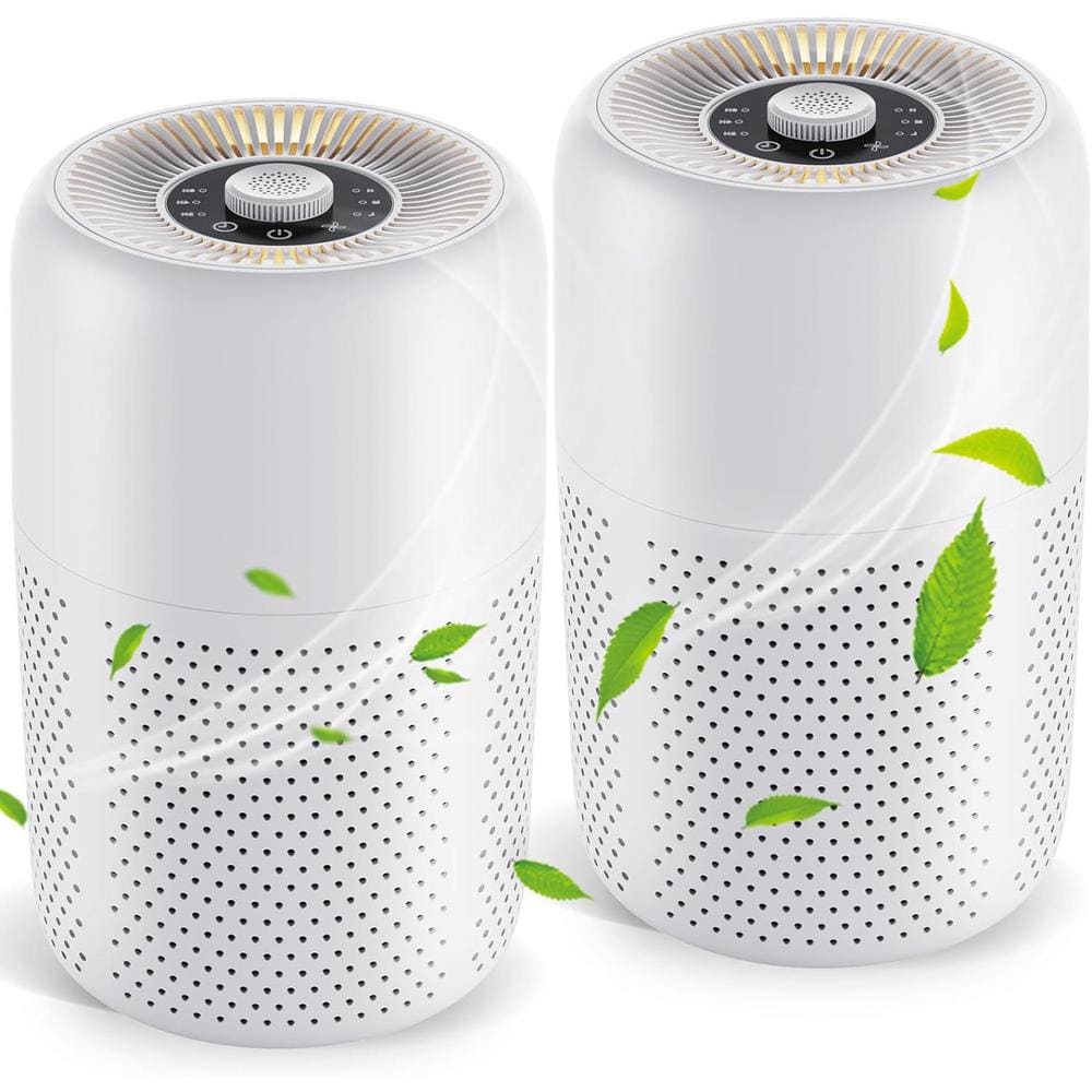 215 Sq. Ft. HEPA Filter Air Purifiers for Bedroom with Nightlight, Speed Control in White - (2-Pack) price history on PriceWatchPro