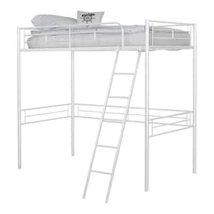 Summit White Twin Loft Bed with Full Metal Construction