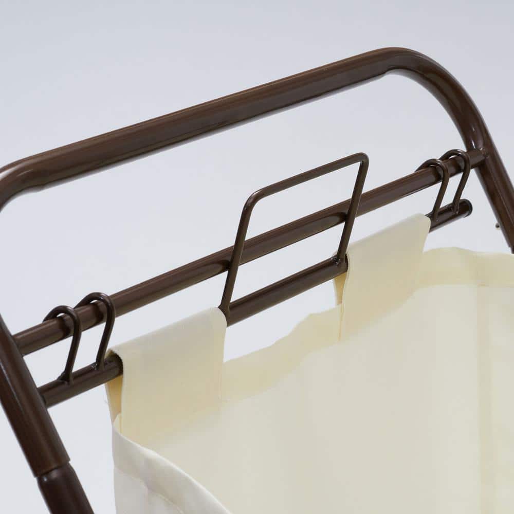 Bronze Collapsible Rolling Laundry Hamper with Canvas Bag