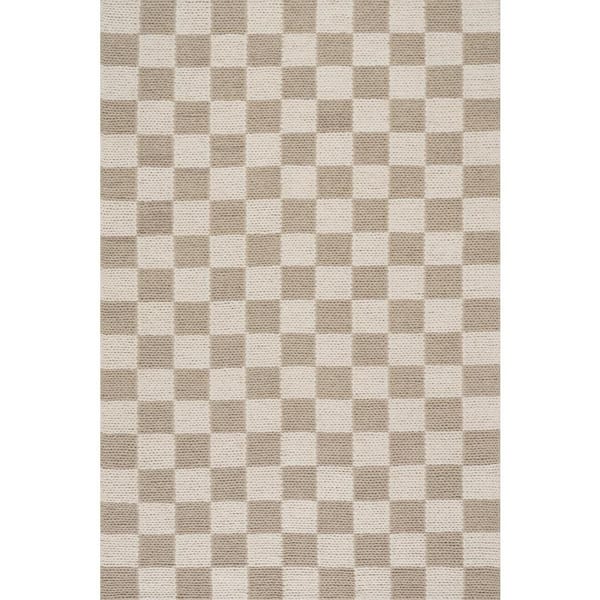 Hazina Modern Checkered Beige 9 ft. x 12 ft. Indoor Area Rug