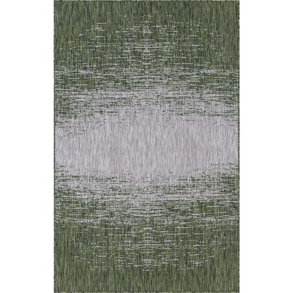 Unique Loom Green Ombre Outdoor 9 ft. x 12 ft. Area Rug