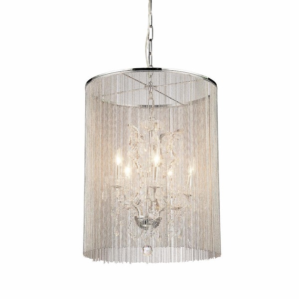 Warehouse of Tiffany Rosalias Modern Cage 6-Light Chrome Chandelier with Shade