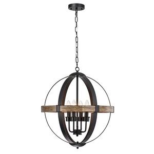 Shawn 33 in. 4-Light Indoor Matte Black Finish Chandelier with-Light Kit