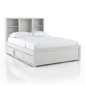 Crescent City White Solid Wood Frame Full Platform Bed with Underbed Storage