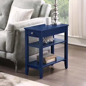 American Heritage Cobalt Blue Three Tier with Drawer End Table