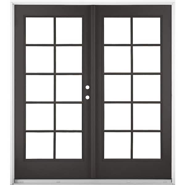 MP Doors 72 in. x 80 in. Black Right-Hand Outswing Fiberglass Full