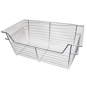 11 in. H x 24 in. W Chrome Steel 1-Drawer Wide Mesh Wire Sliding Basket