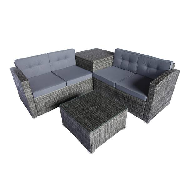Mondawe 4 Pieces Cushioned Pe Rattan, Outdoor Sectionals Clearance