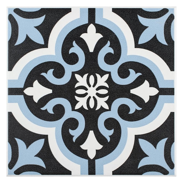 Merola Tile Braga Blue Encaustic 7-3/4 in. x 7-3/4 in. Ceramic Floor and Wall Tile (11.11 sq. ft. / case)