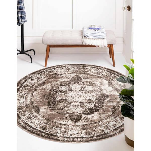 Sofia Salle Garnier Light Brown 7 ft. x 7 ft. Area Rug