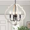 D19 Inch Rustic 4 Light Chandelier Black And White Oak by ShipItFurniture
