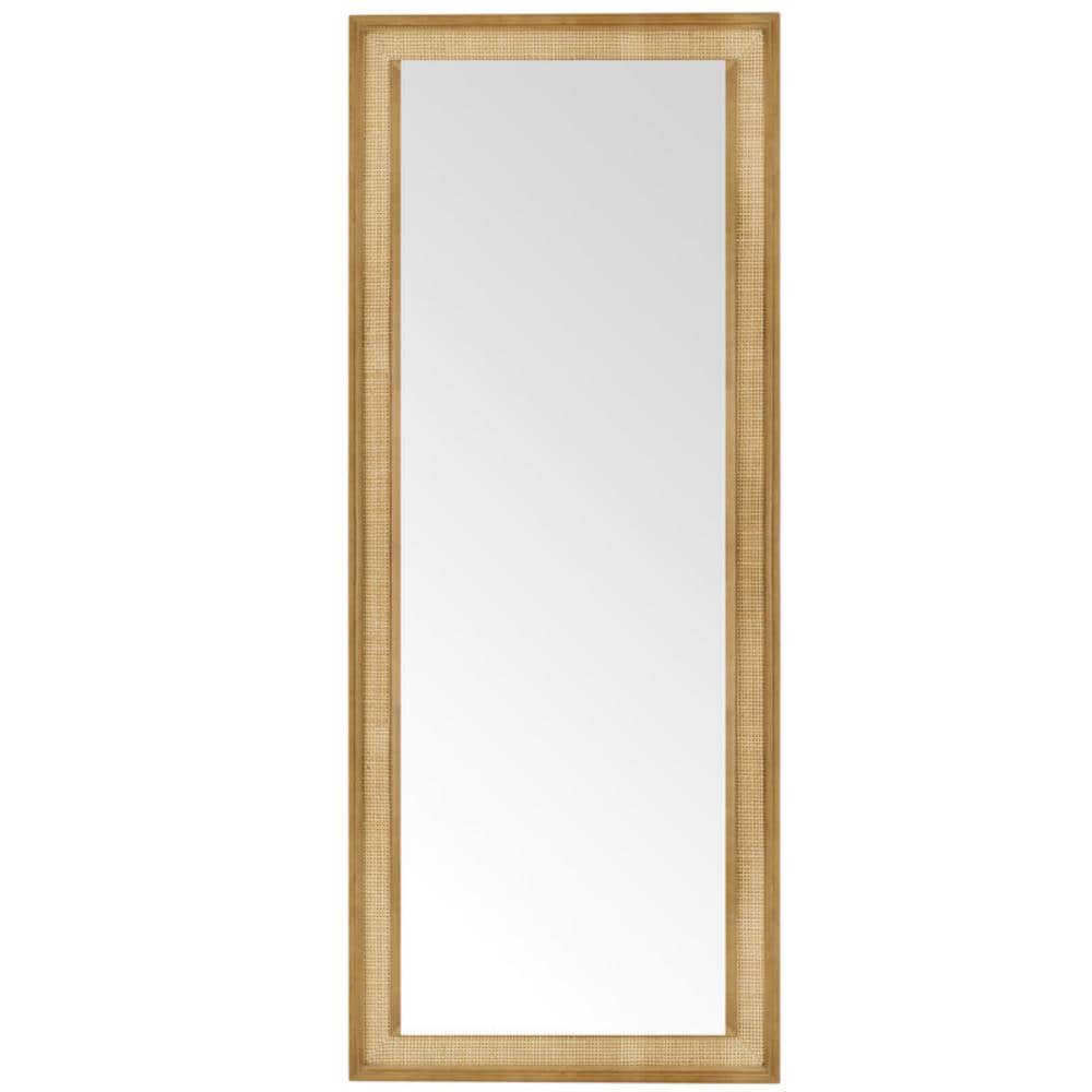 Natural Color 24 in. W x 60 in. H Farmhouse Rattan Rectangle Wood Framed Wall Mirror for Home Decor price history on PriceWatchPro
