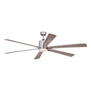 Wheelock 72 in. Satin Nickel Indoor Ceiling Fan with Integrated LED Light Kit and Remote