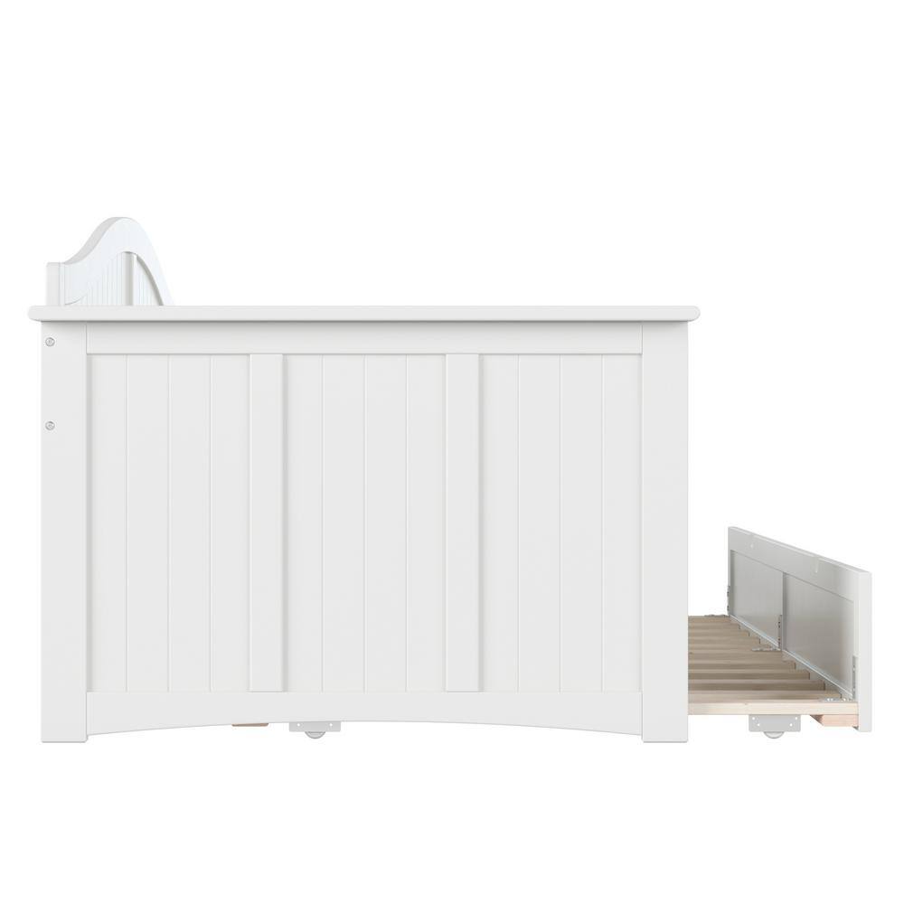 Nantucket White Twin Wood Daybed with Trundle and Storage